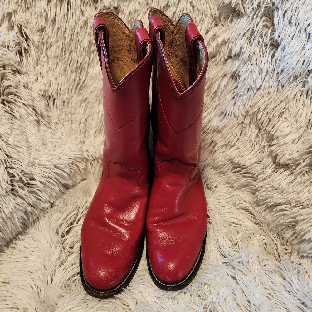 Justin Roper leather boots, Red, Size 5.5